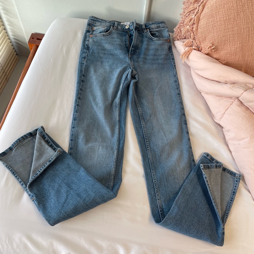 Zara High Waist Skinny Split Ankle Jeans